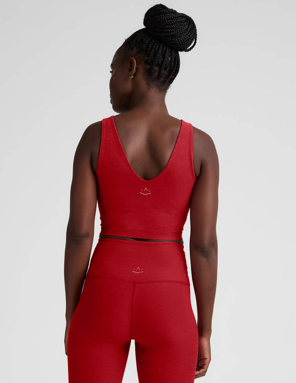 Spacedye Good Day Cropped Tank Top In Holly Red Heather
