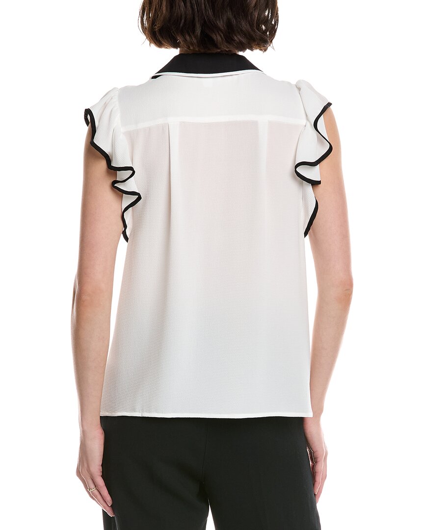 CeCe Flutter Sleeve Collared Blouse