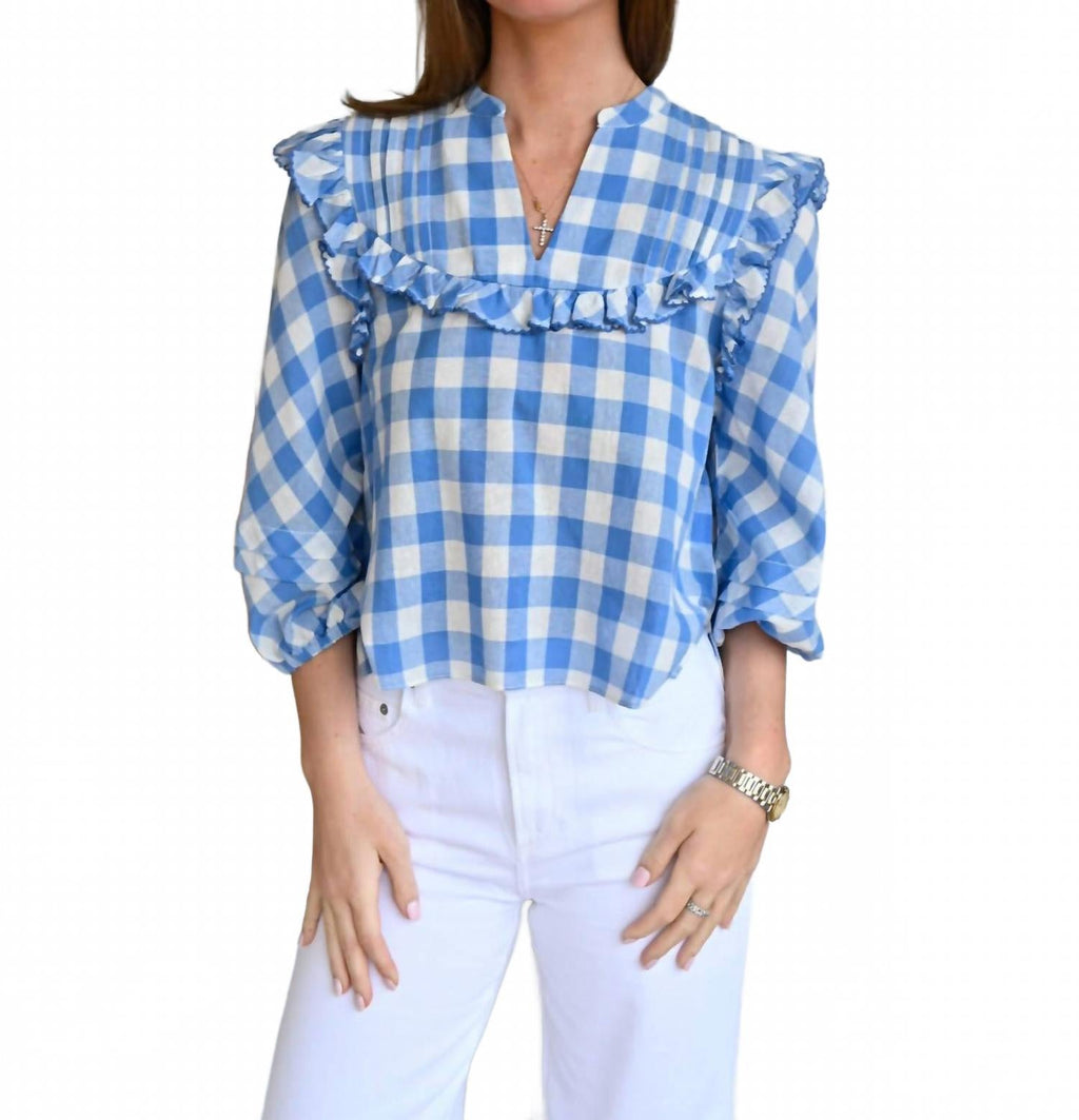Ginny Blouse In Blue Bonnet Gingham