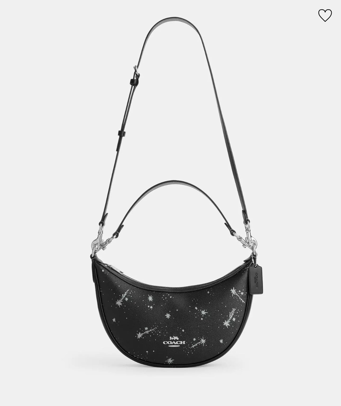 Coach Aria Shoulder/Crossbody Leather Bag with Star Print In Black