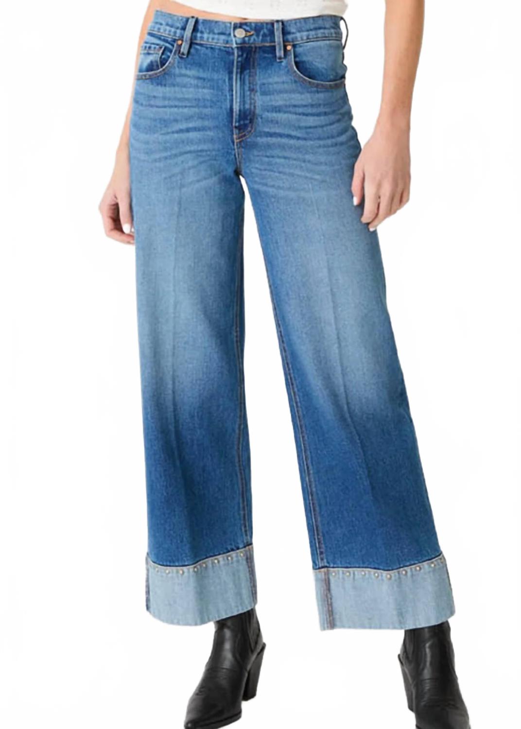Parker Moment Studded Cuff Denim Jeans In Blue