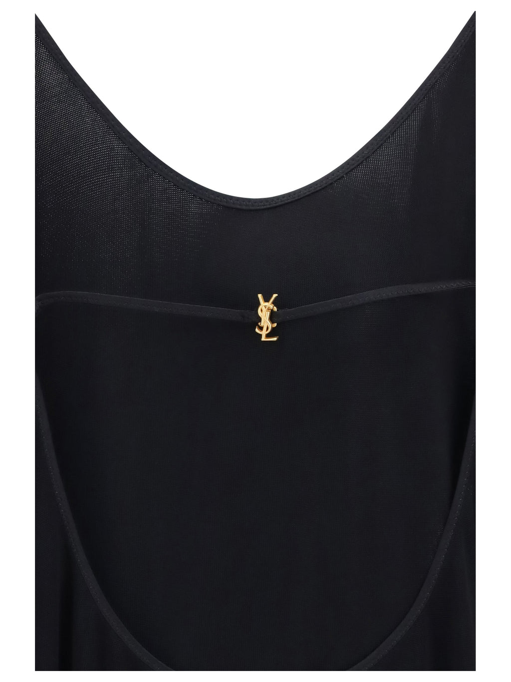 Saint Laurent Women Cassandre Open-Back Ribbed-Knit Dress