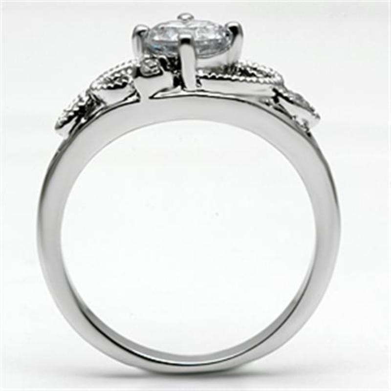 Rhodium Brass Ring with AAA Grade CZ in Clear