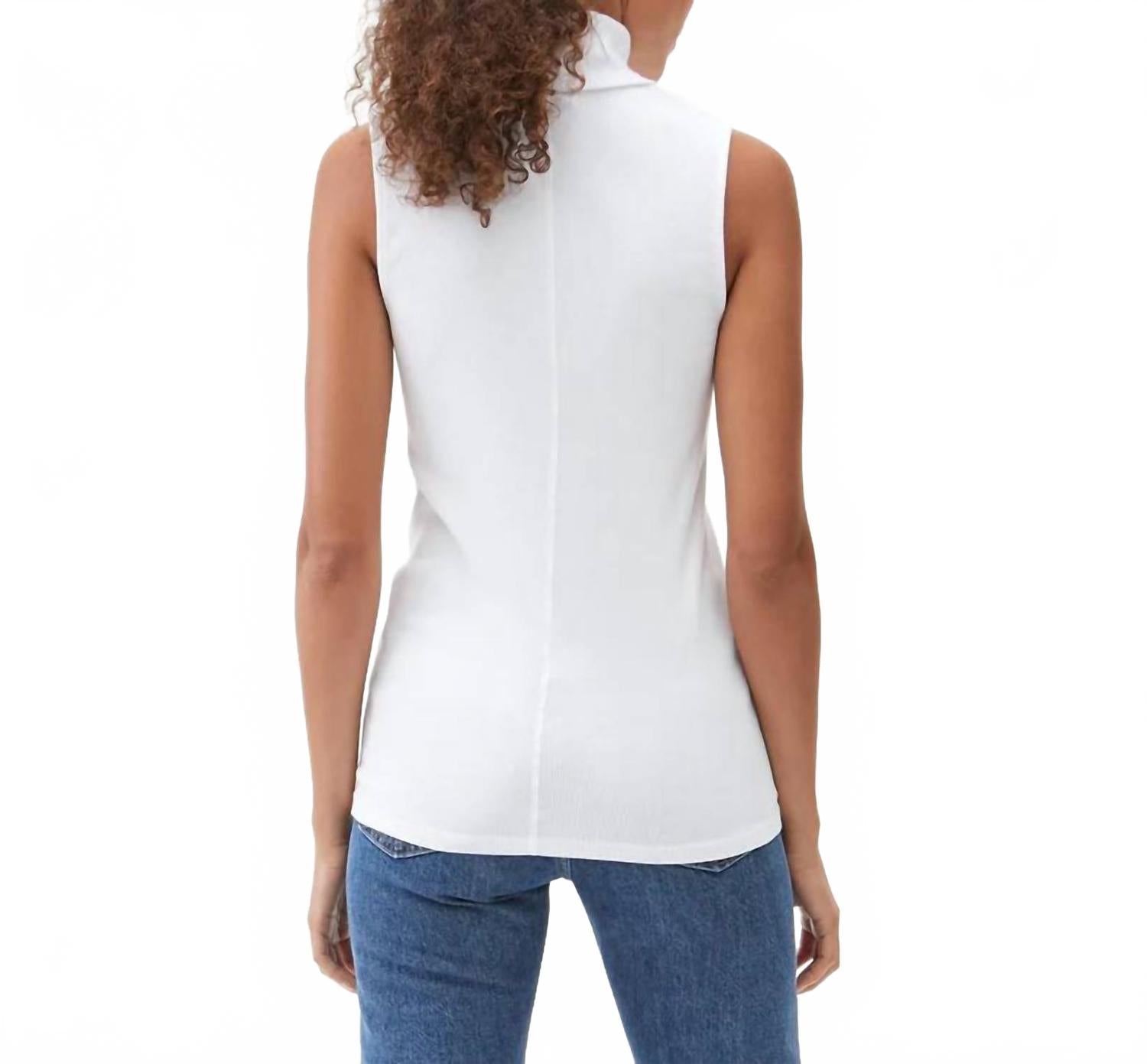 Hillary Ribbed Turtleneck Top In Snow