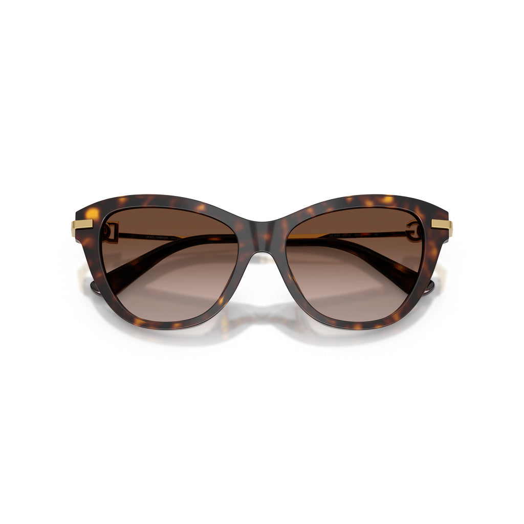 0Dg4534 Tortoiseshell Cat-Eye Sunglasses with Gold Metal Temples