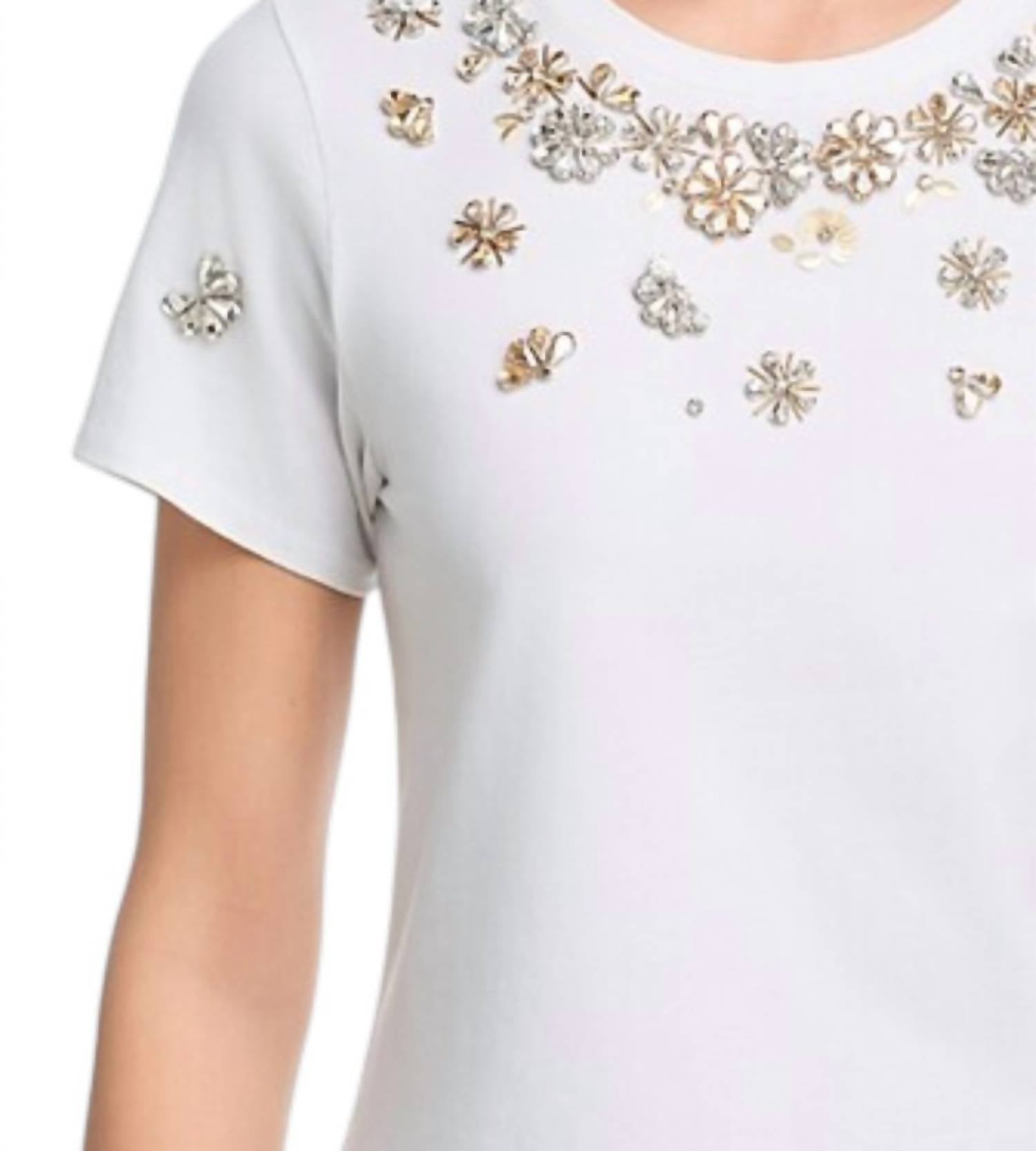 Tumbling Flowers Shrunken Tee In White