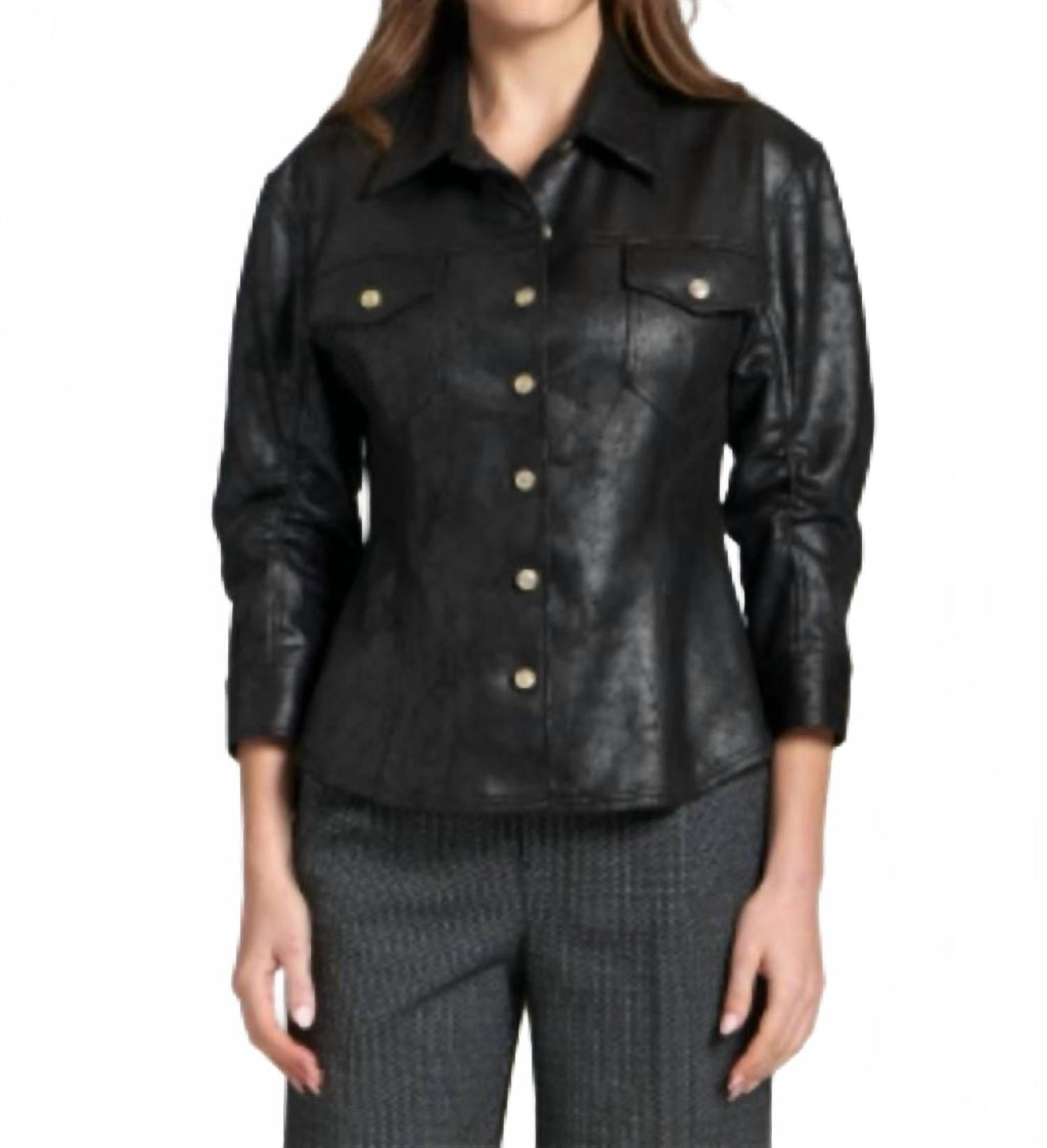 Vegan Leather Shirt In Black