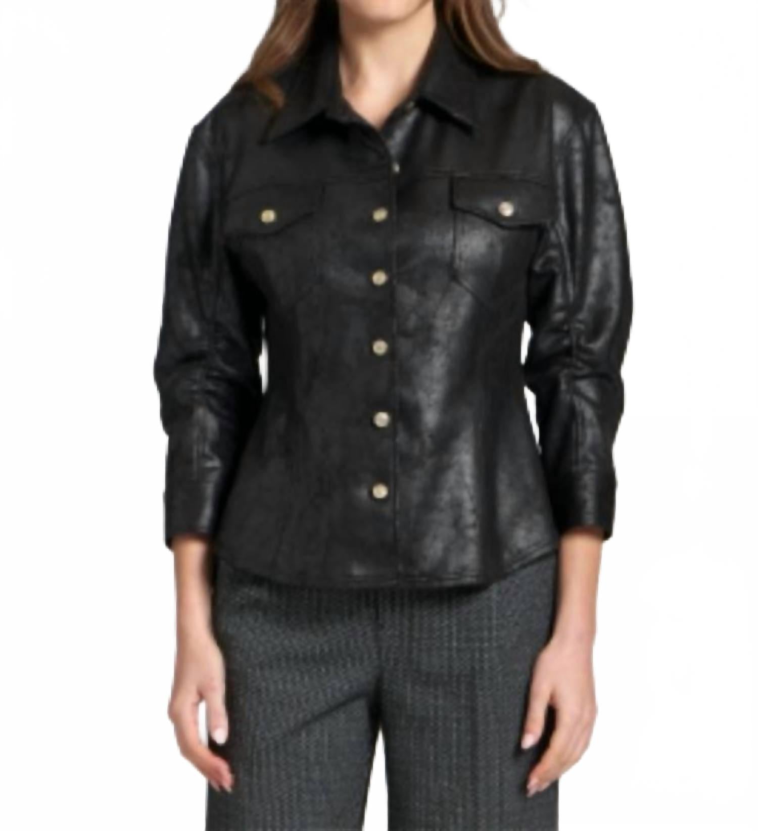Vegan Leather Shirt In Black
