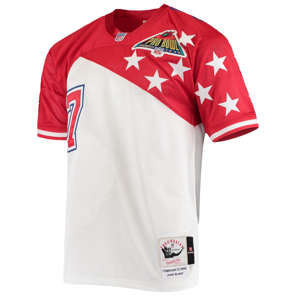AFC John Elway Mitchell & Ness White/Red 1995 Pro Bowl Authentic Jersey