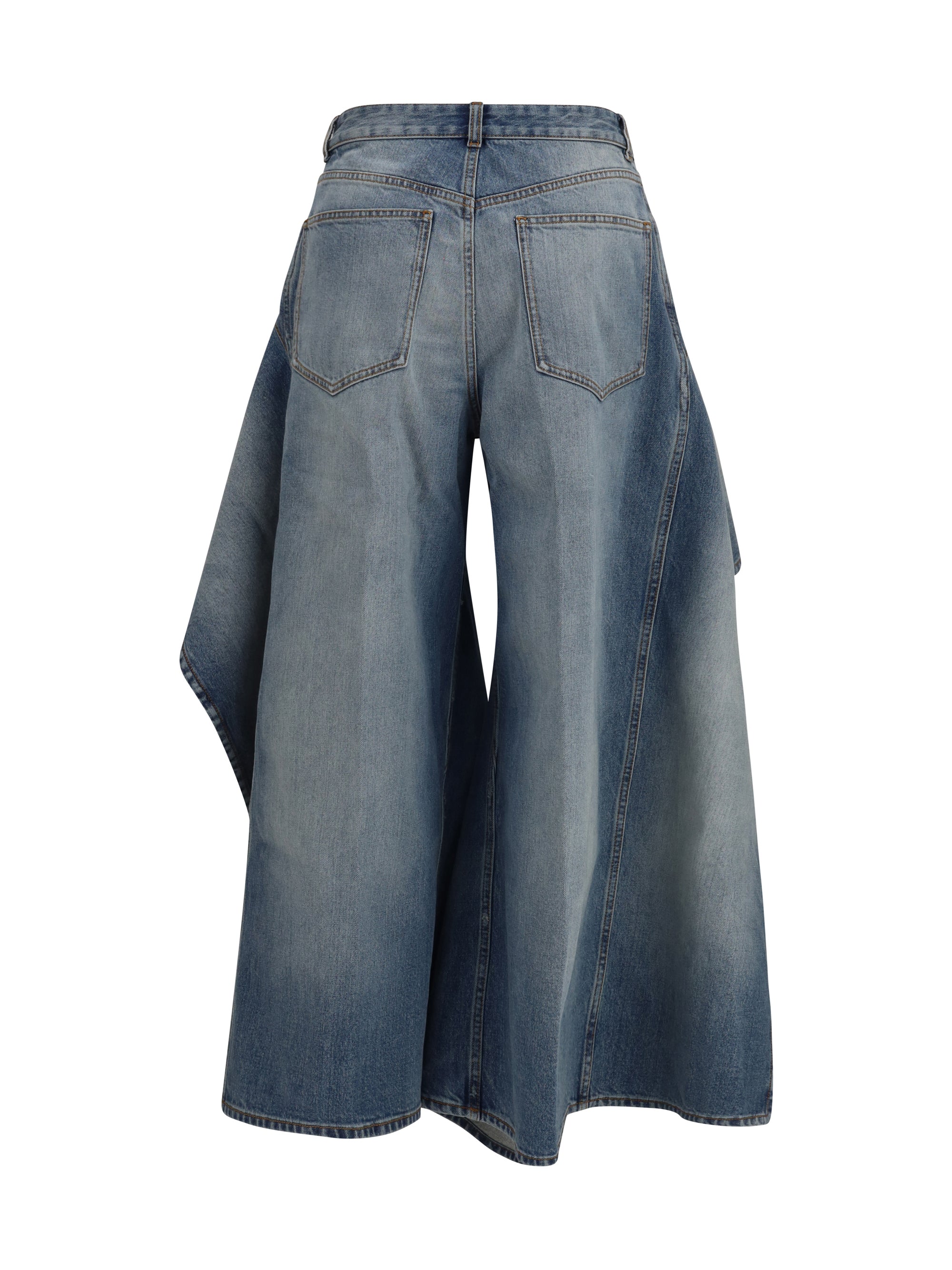 Alaïa Women Faded Ruffled Jeans