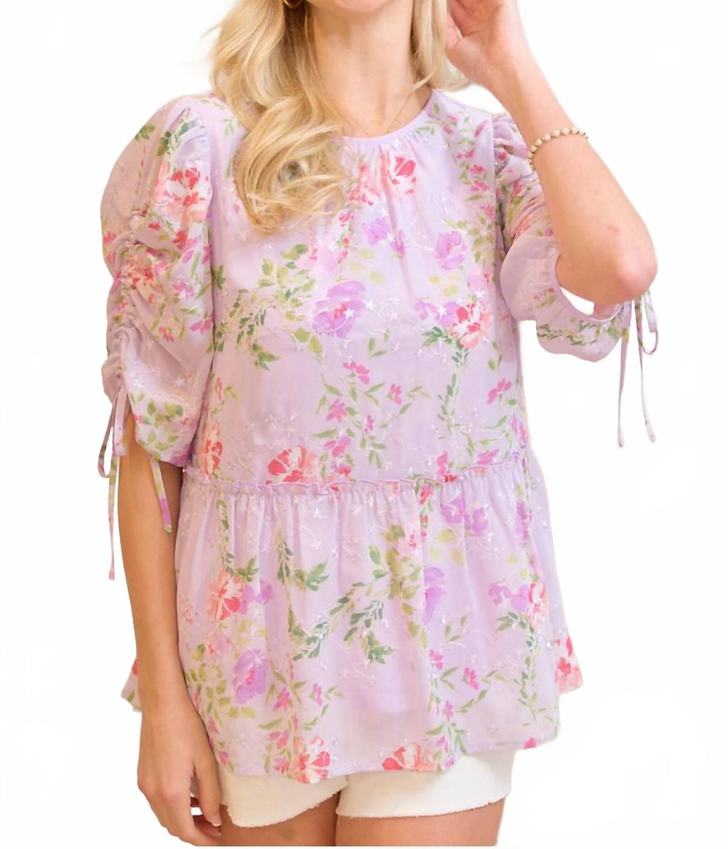 Sweet Pea Drop Waist Top In Pink Multi