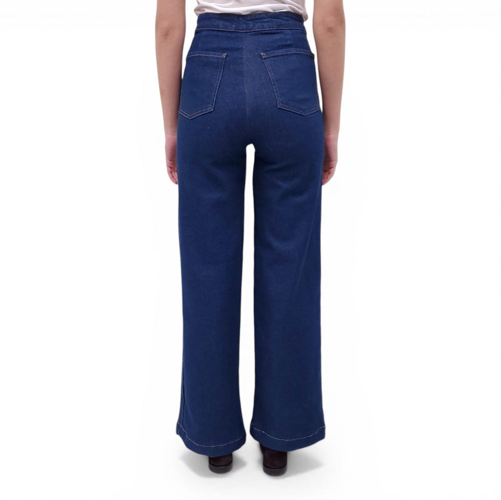 FRAME MEDIUM WASH SAILOR JEANS WITH GOLD BUTTONS - SIZE 26