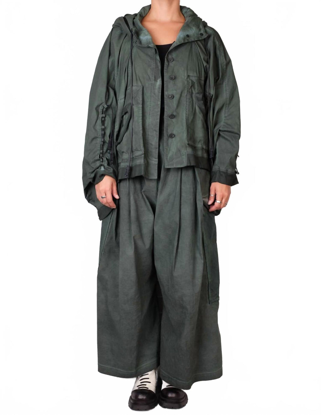 Dip Wide Leg Trousers In Pine Cloud