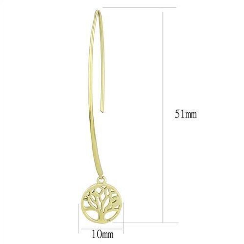 IP Gold(Ion Plating) Stainless Steel Earrings with No Stone