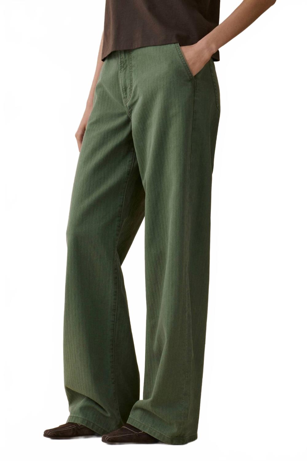 Belem Mid Rise Loose Fit Chinos In Chevron Green