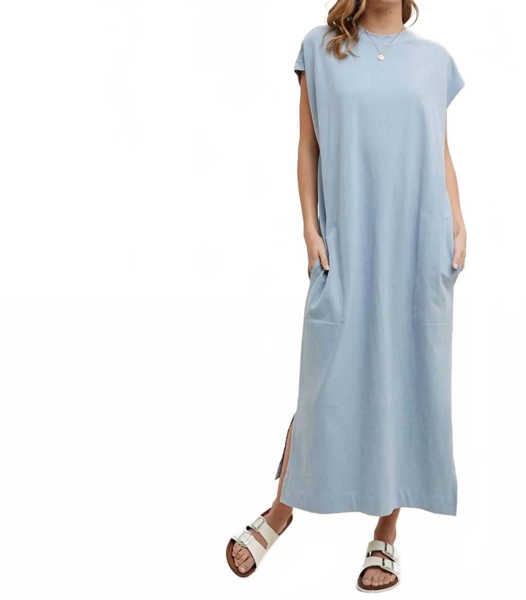 Tee Shirt Midi Dress In Slate Blue