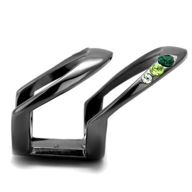 IP Light Black Stainless Steel Ring with Top Grade Crystal in Multi Color