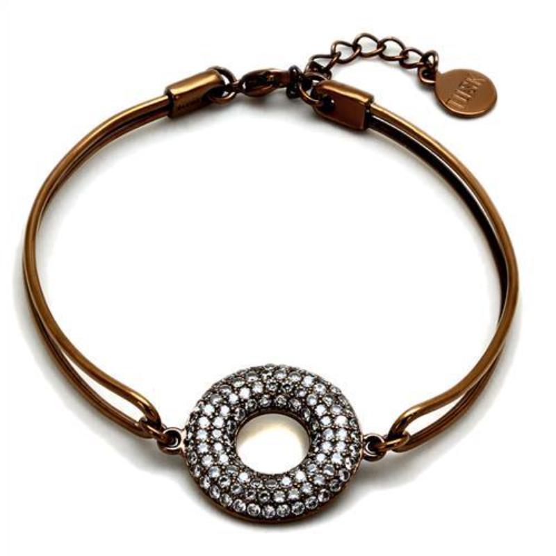 IP Coffee light Stainless Steel Bangle with AAA Grade CZ in Clear