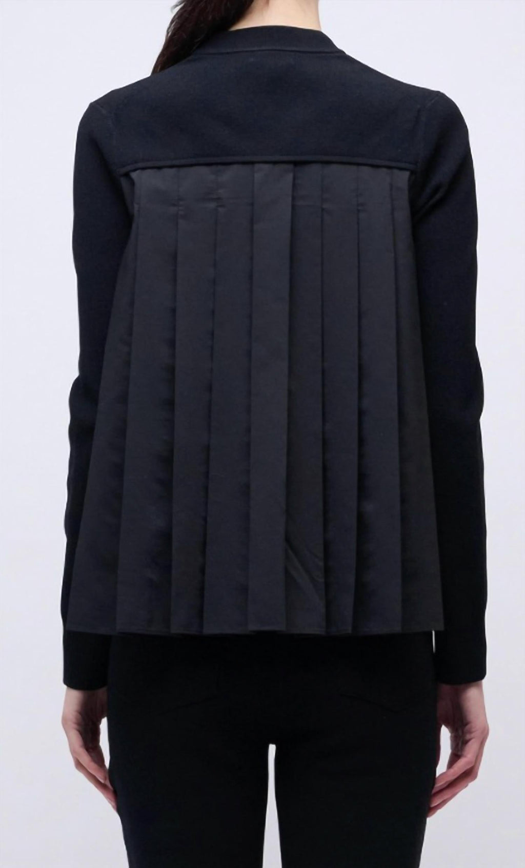 Elanore Long Sleeve Pleated Top In Black