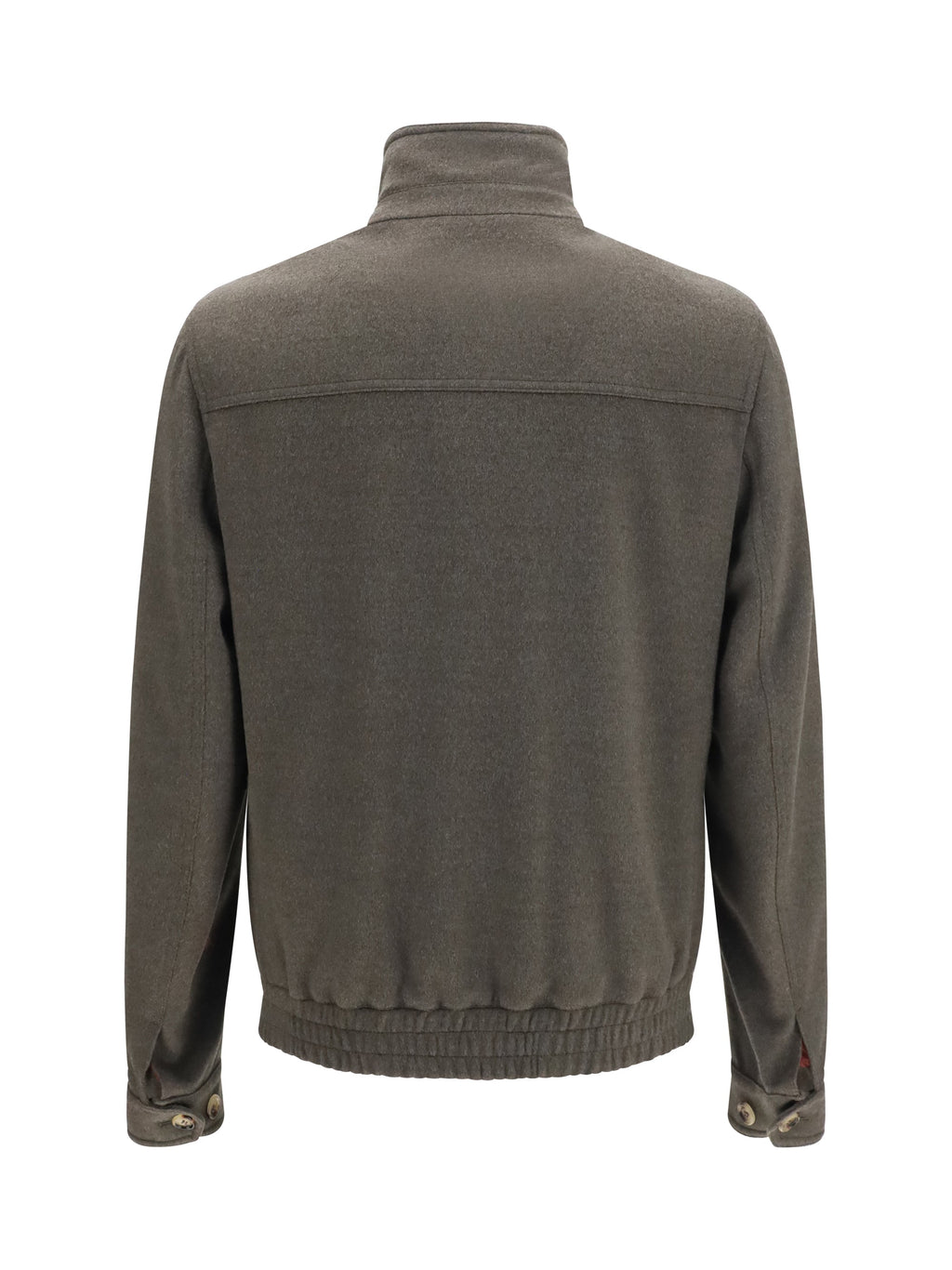 Brunello Cucinelli Men Wool Zip Jacket With High Collar