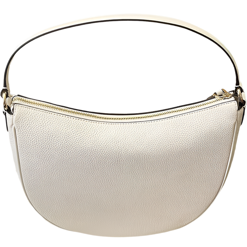 NWT Michael Kors LARGE Dover Top Zip Half Moon Leather Shoulder white Bag