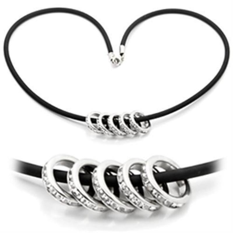 Rhodium Brass Chain Pendant with Top Grade Crystal in Clear