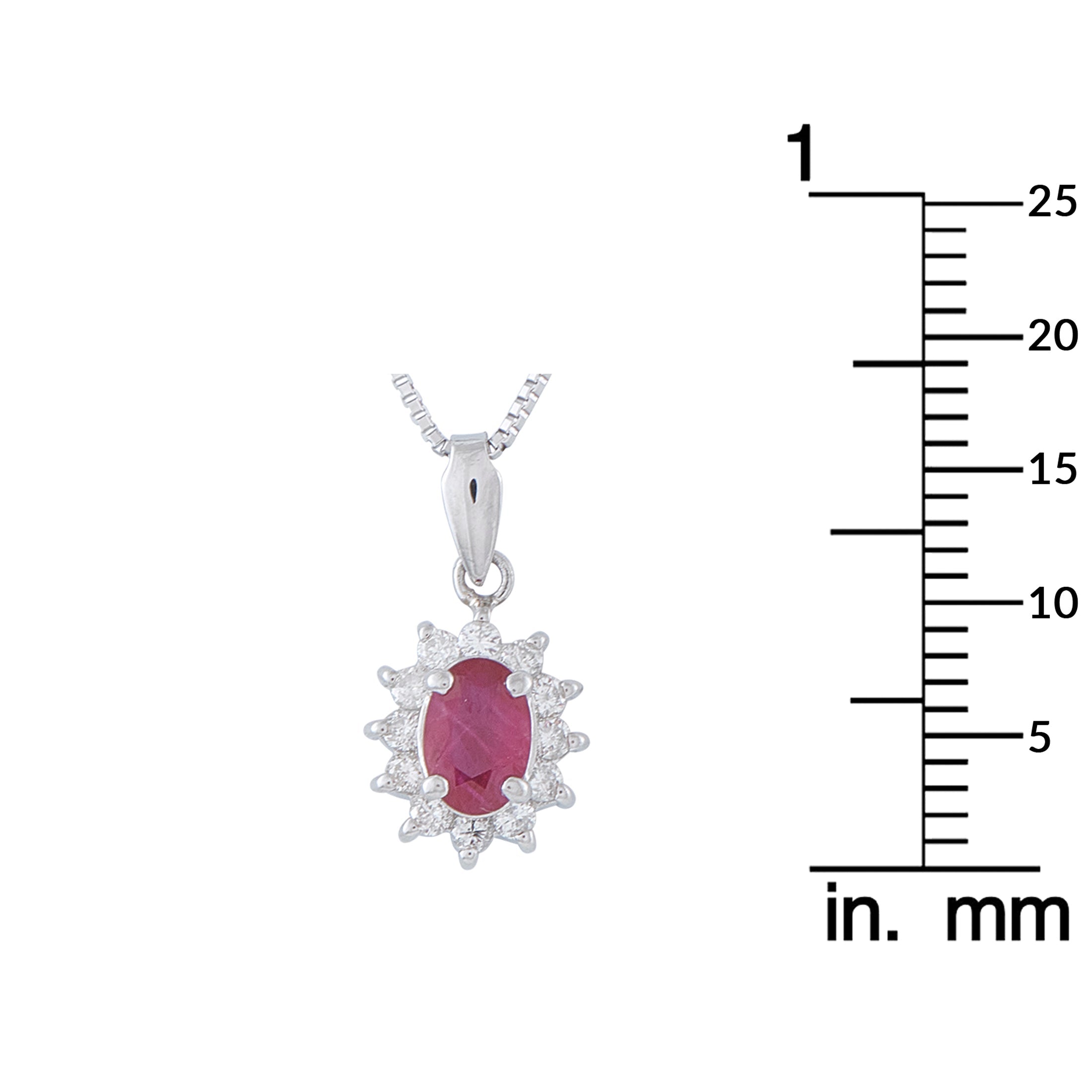 LB Exclusive Platinum 0.20ct Diamond and Ruby Pendant Necklace MF25-041326