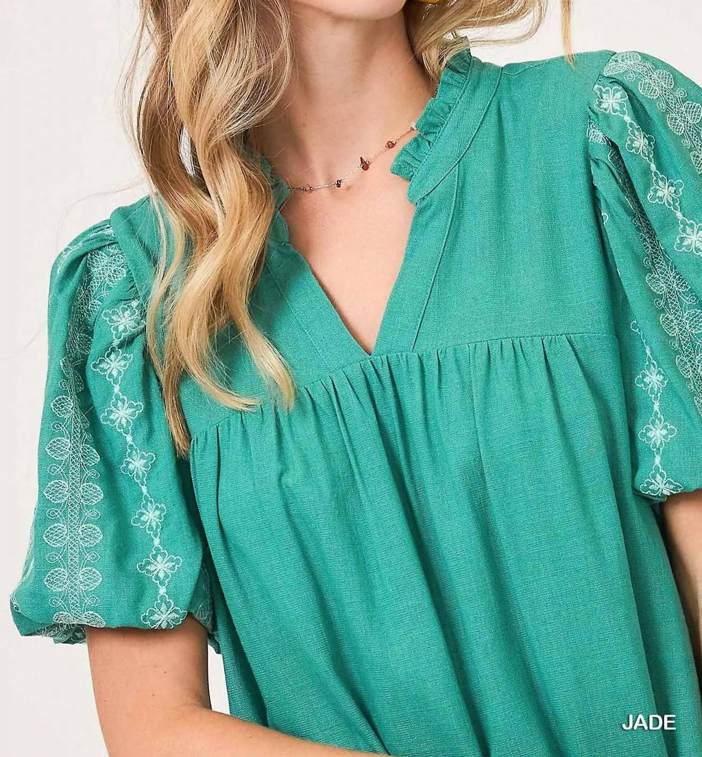 Embroidered Dress In Green
