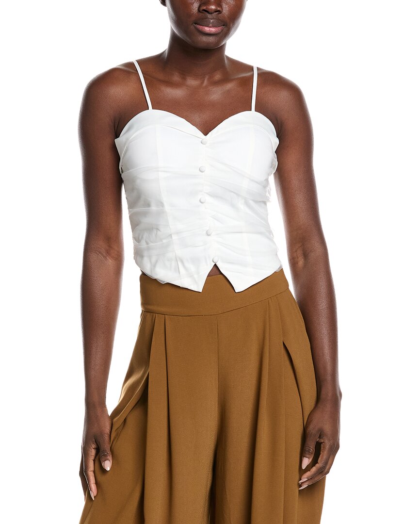 Gracia Ruffled Detail Mesh Fabric Top