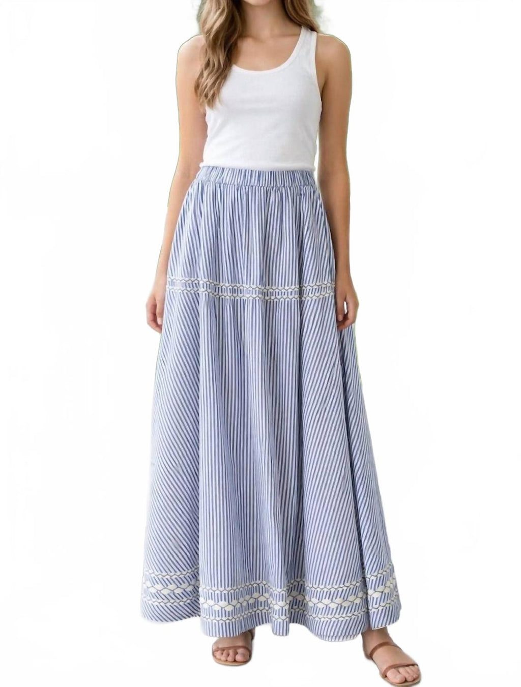 Olivia Maxi Skirt In Sconset Blue