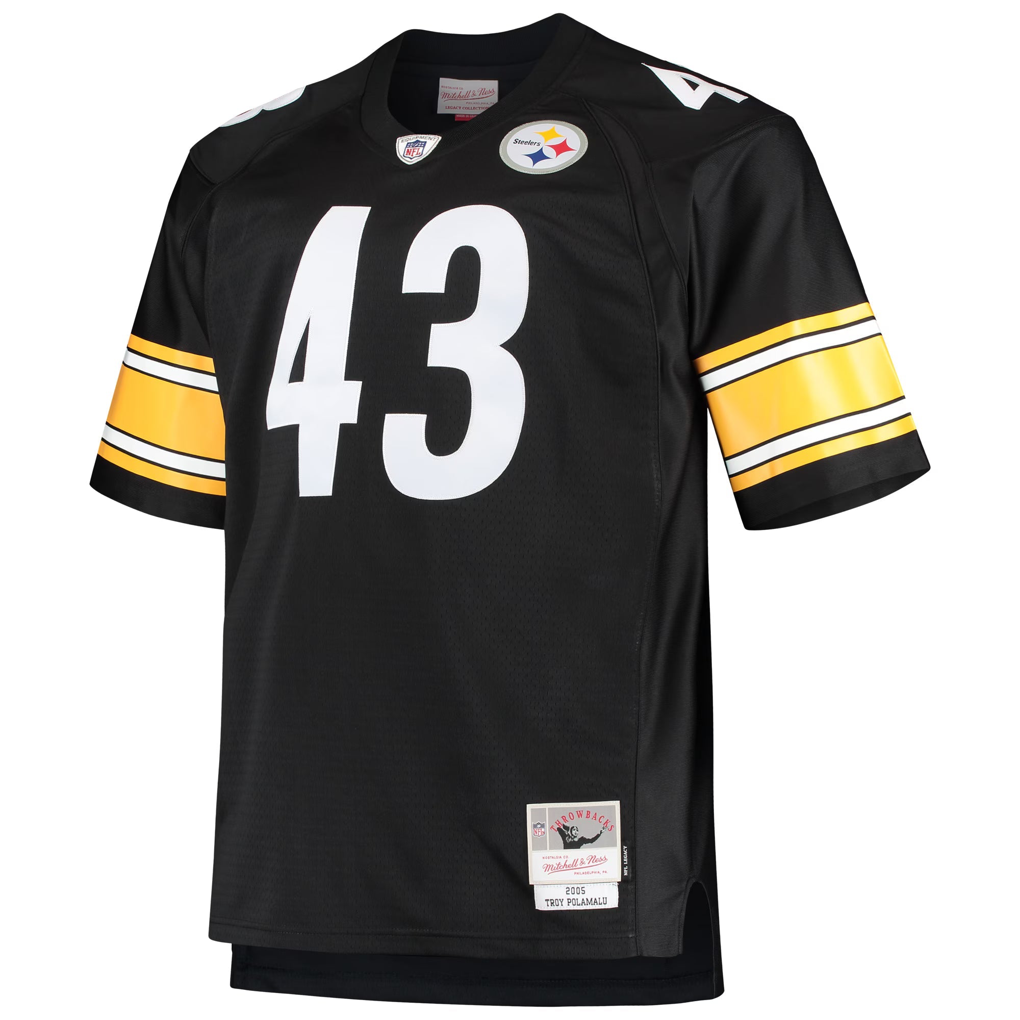 Pittsburgh Steelers Troy Polamalu Mitchell & Ness Black Big & Tall 2005 Retired Player Replica Jersey