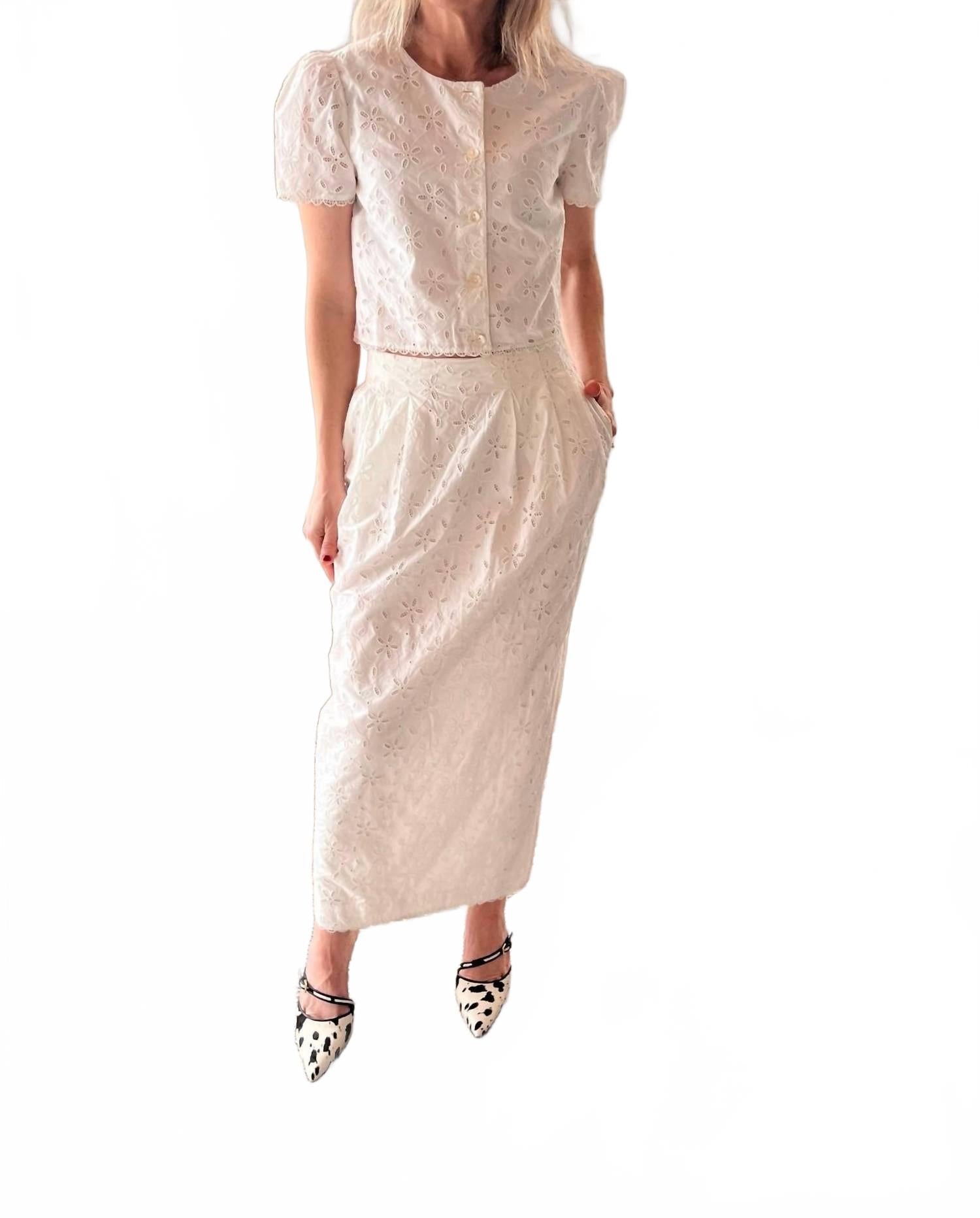 Salma Cap Sleeve Top In Vintage White