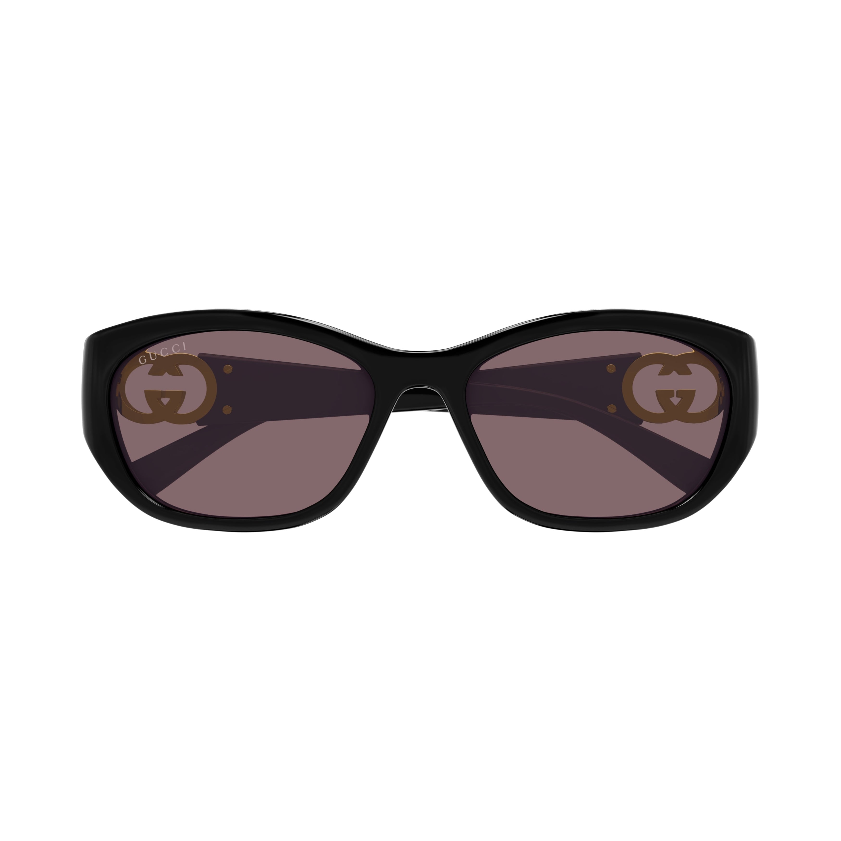 Gg1826Sk Slightly Rounded Rectangular Black Sunglasses