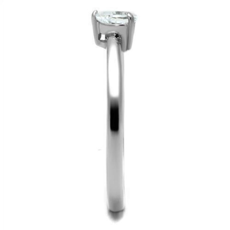 High polished (no plating) Stainless Steel Ring with AAA Grade CZ in Clear
