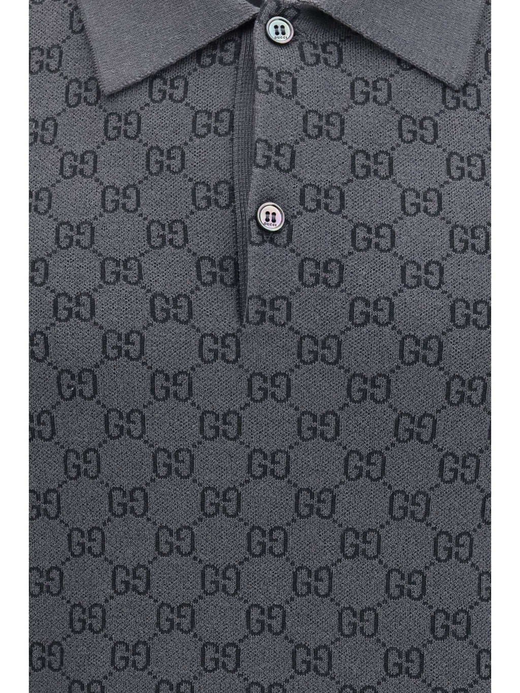 Gucci Men Gg Jacquard Wool And Silk Polo Shirt