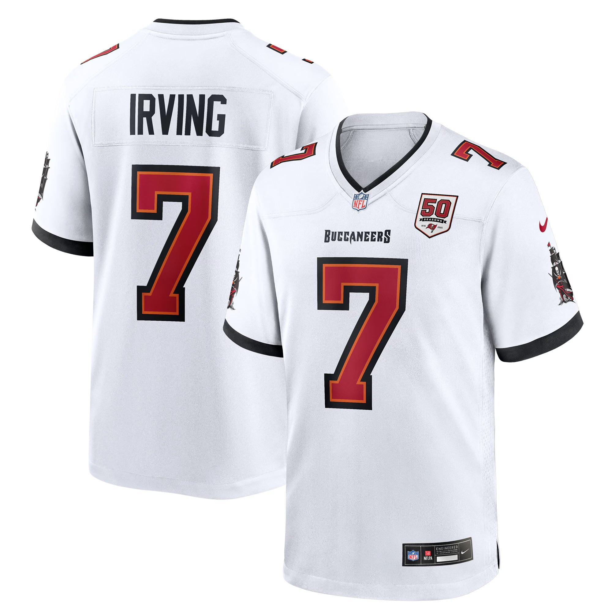 Tampa Bay Buccaneers Bucky Irving White 50th Season White Game Jersey