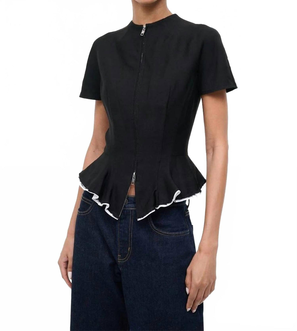 Maelle Silk Wool Top In Black