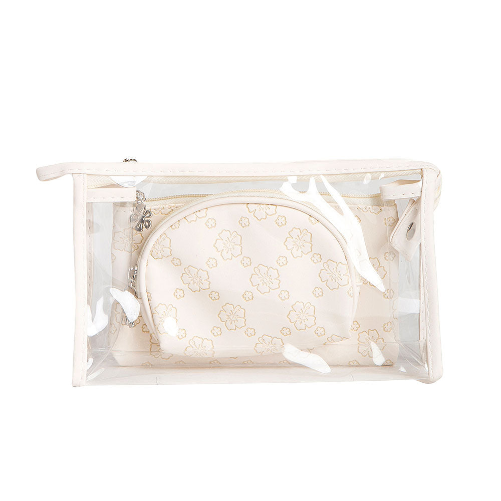 3PCS - Floral Clear Travel Cosmetic Pouch Bag Set