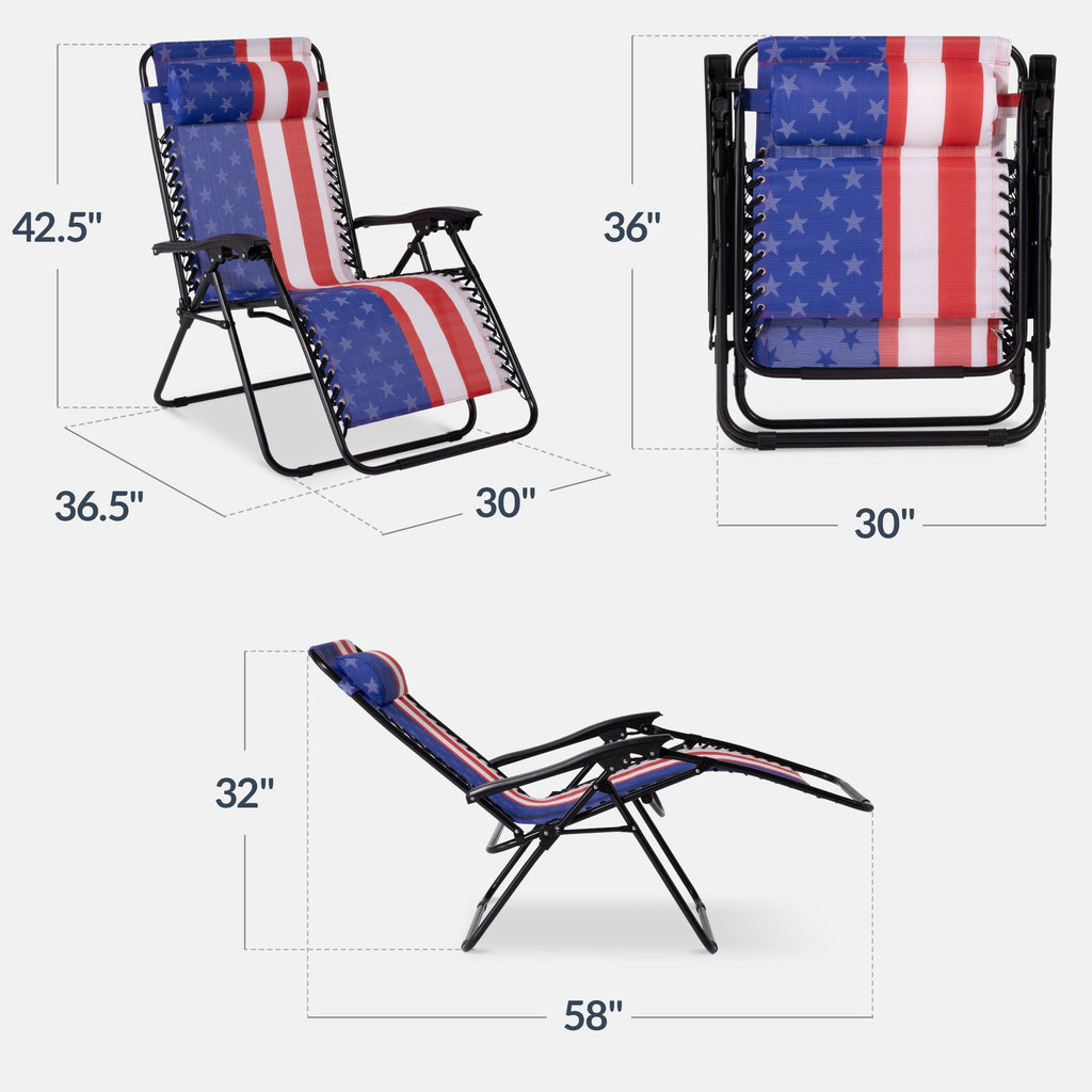 Best Choice Products Set of 2 Extra Wide Zero Gravity Lounge Chair Recliners w/ Cup Holder