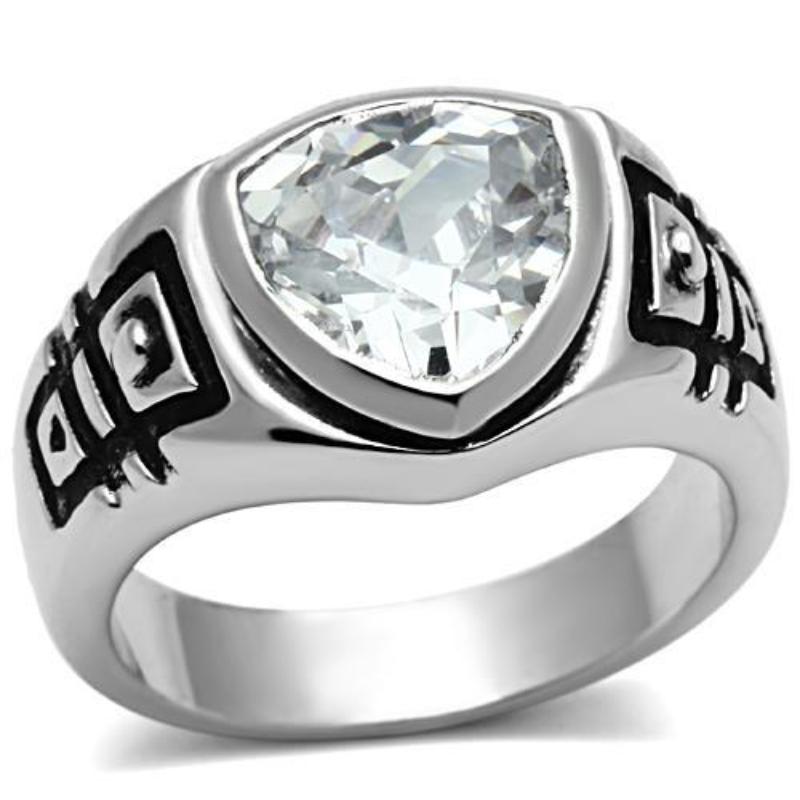 Rhodium Brass Ring with AAA Grade CZ in Clear
