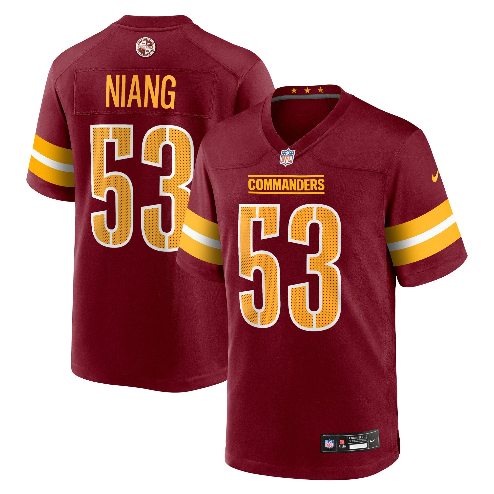 Washington Commanders Lucas Niang Burgundy Team Game Jersey