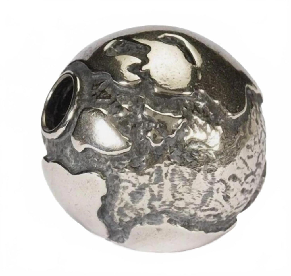 Women's Big Earth Bead Charm In Silver