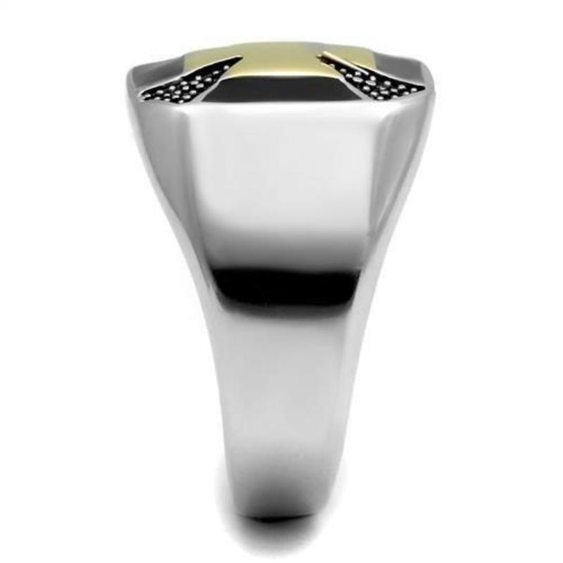 Two-Tone IP Gold (Ion Plating) Stainless Steel Ring with Epoxy in Jet