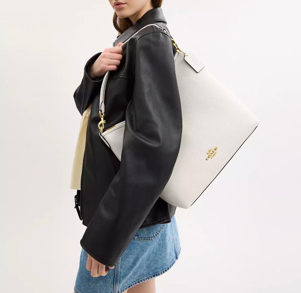 NWT Coach Large Laurel Shoulder Bag in Gold/Chalk