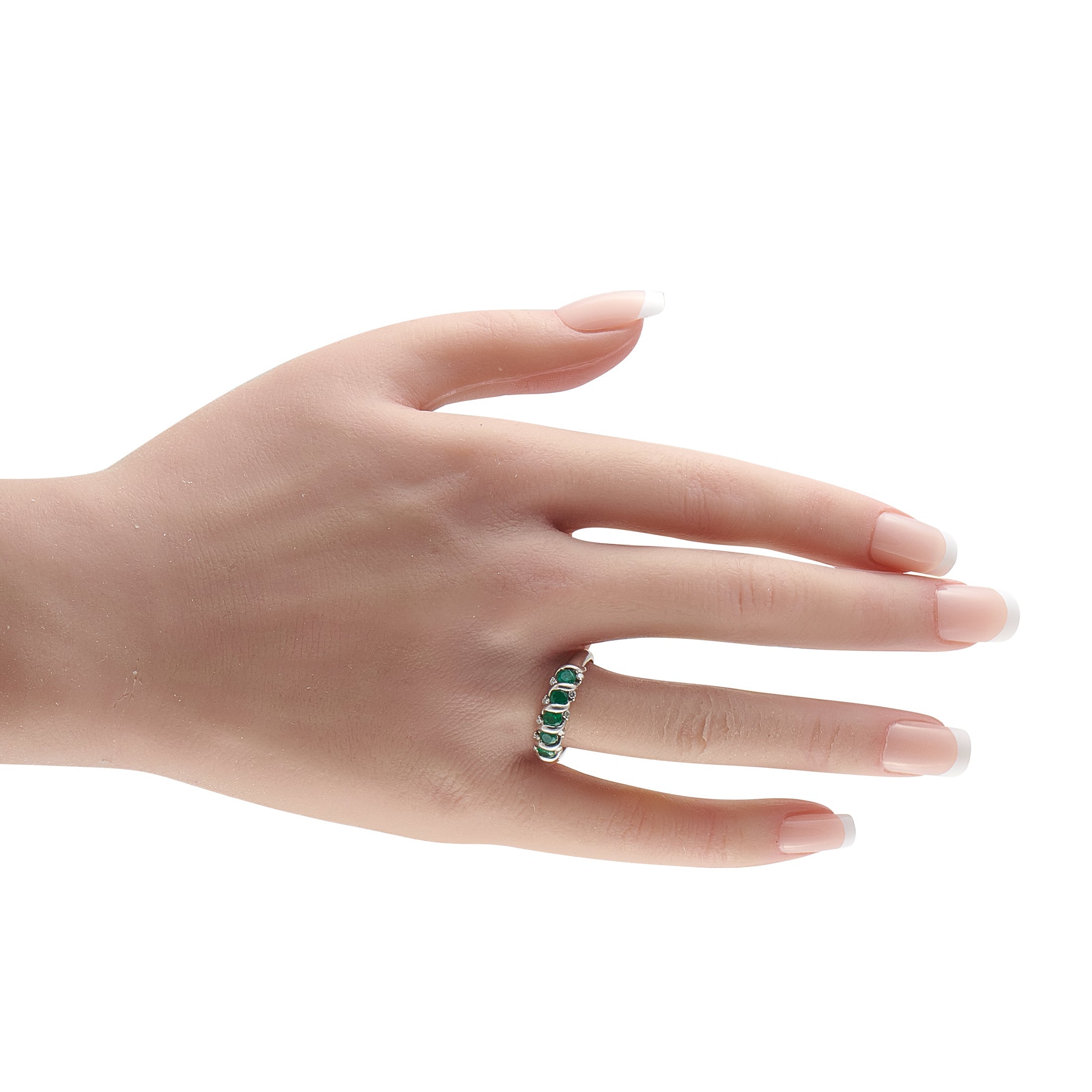 LB Exclusive Platinum 0.13ct Diamond and Emerald Ring MF13-041426
