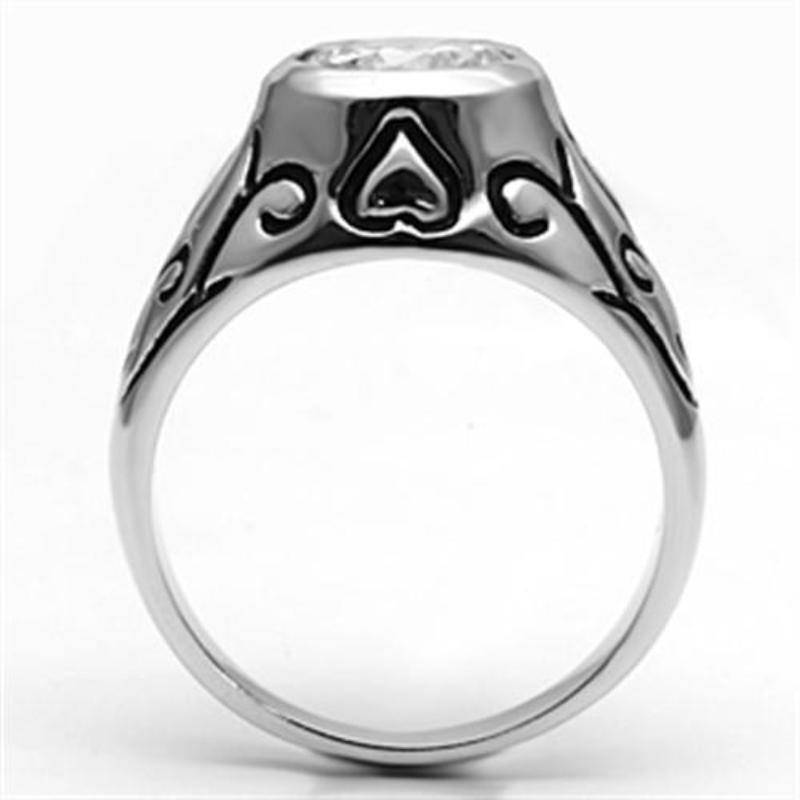 Rhodium Brass Ring with AAA Grade CZ in Clear