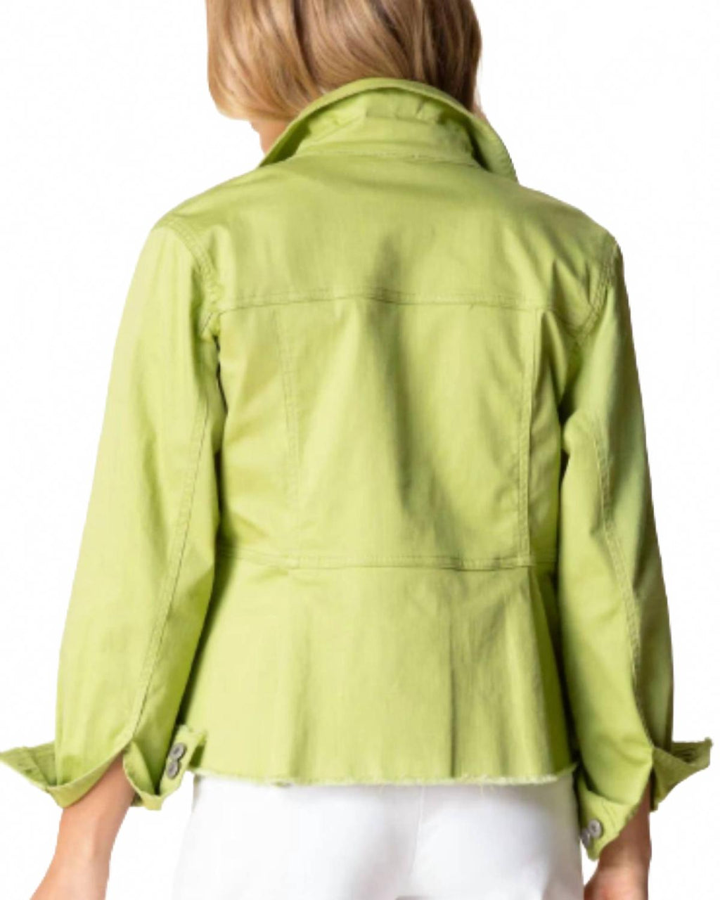 Stretch Denim Peplum Jacket In Leaf