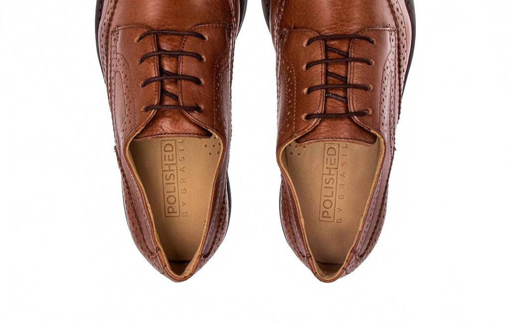 Men's Santiago Leather Derby Shoes In Conservative Cognac