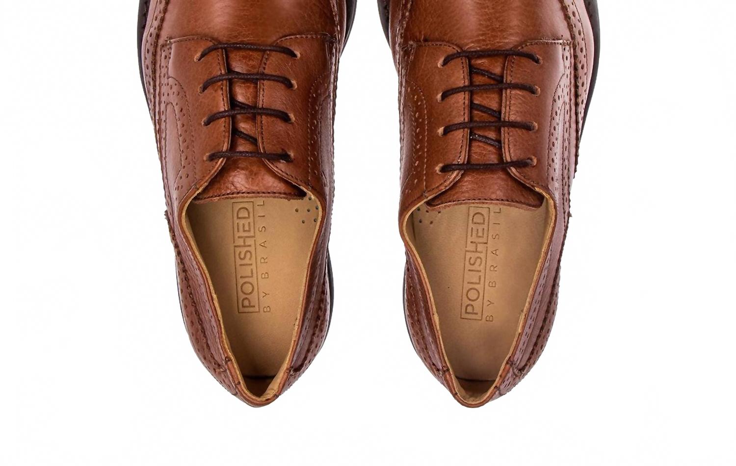 Men's Santiago Leather Derby Shoes In Conservative Cognac