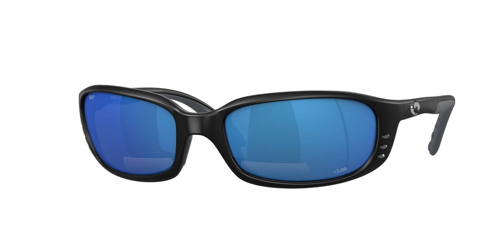 Men's Brine Reader Rectangular Polarized Sunglasses In Matte Black/blue Mirror